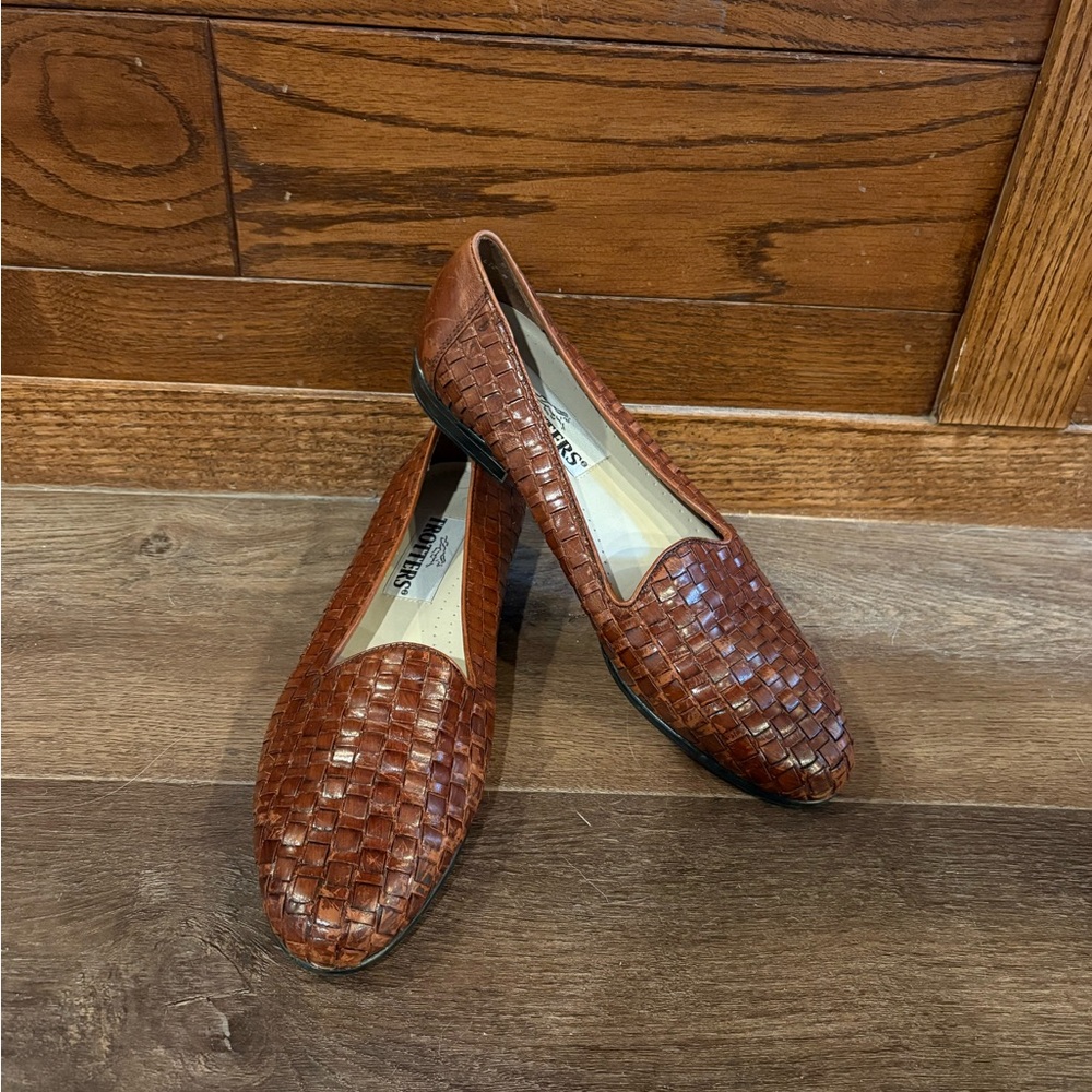 Trotters Brown Woven Leather Slip-Ons
